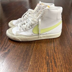 Nike White and Yellow High-Top Sneakers